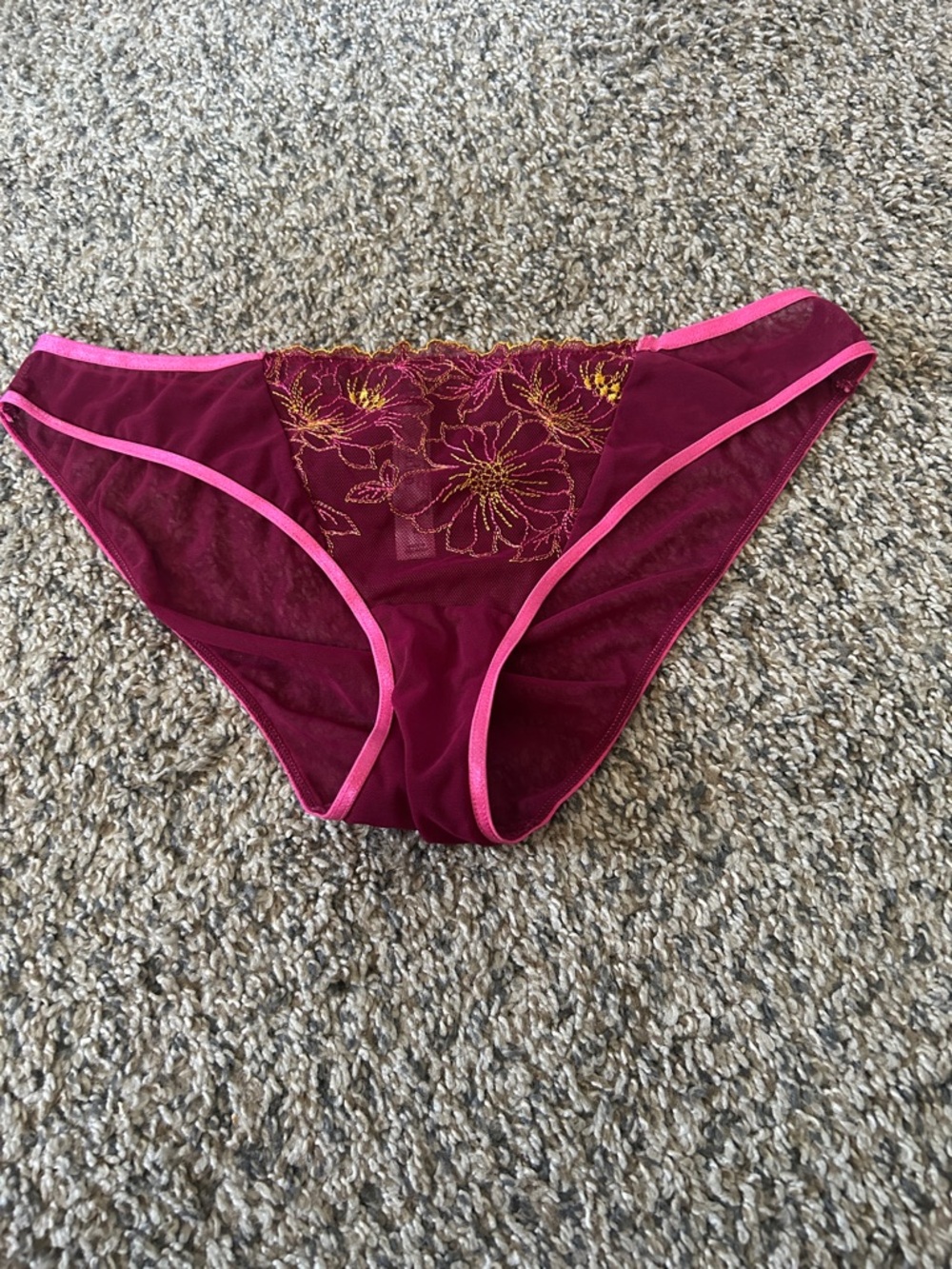 Auden Magenta & Hot Pink Floral Mesh Bikini Panty
